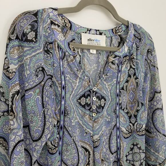3/$25 Alice Blue Stitch Fix Paisley Peasant Blouse S  Boho Flowy Bohemian Top - Picture 5 of 10